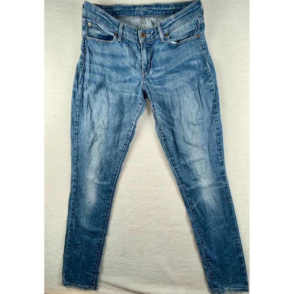 Levis Jeans Women 31x34 Blue Denim Stretch Low Rise Demi Curve Skinny Leg Travel